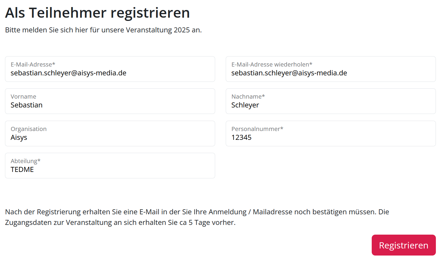 Registrierungsmaske