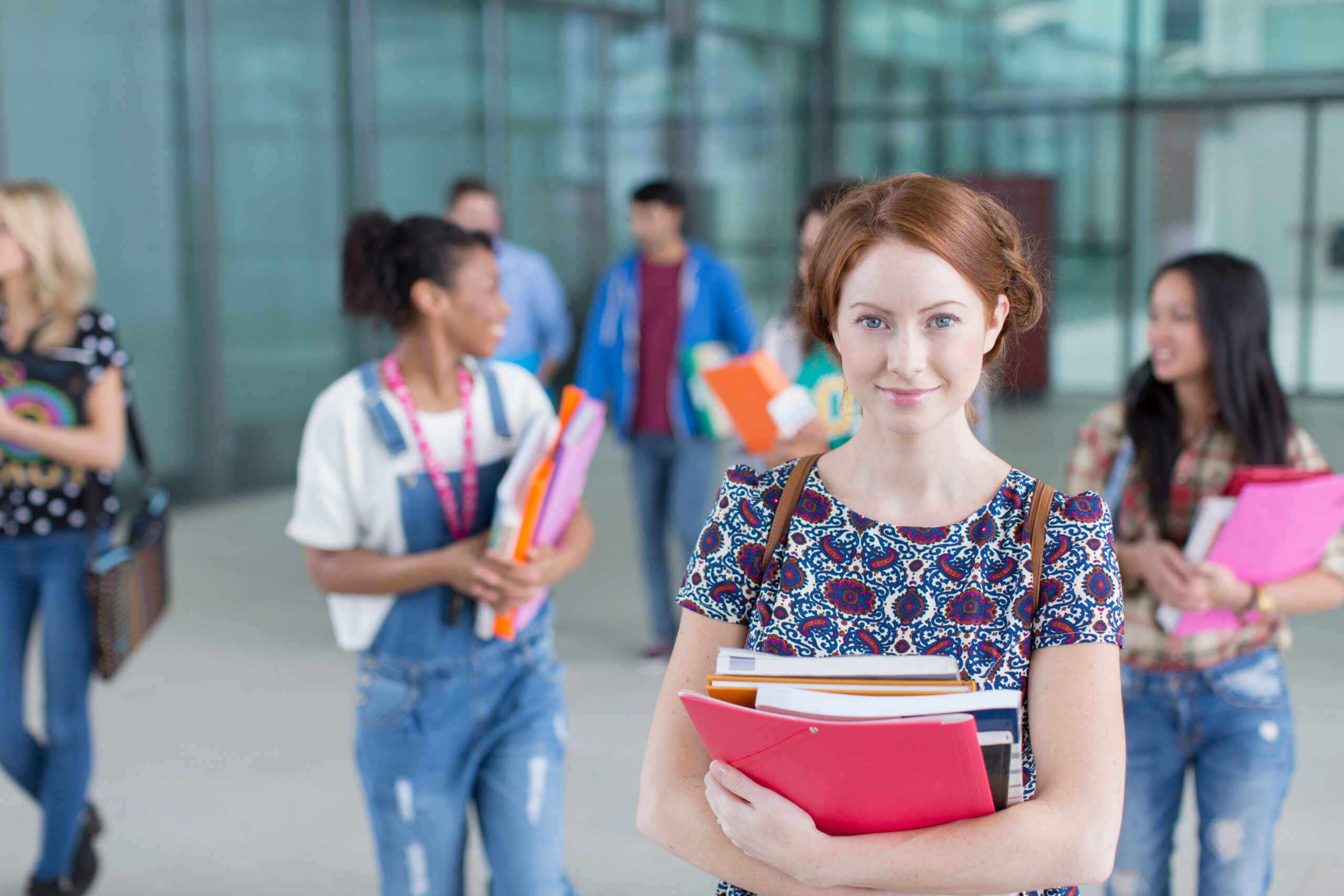 Portrait confident young female college student